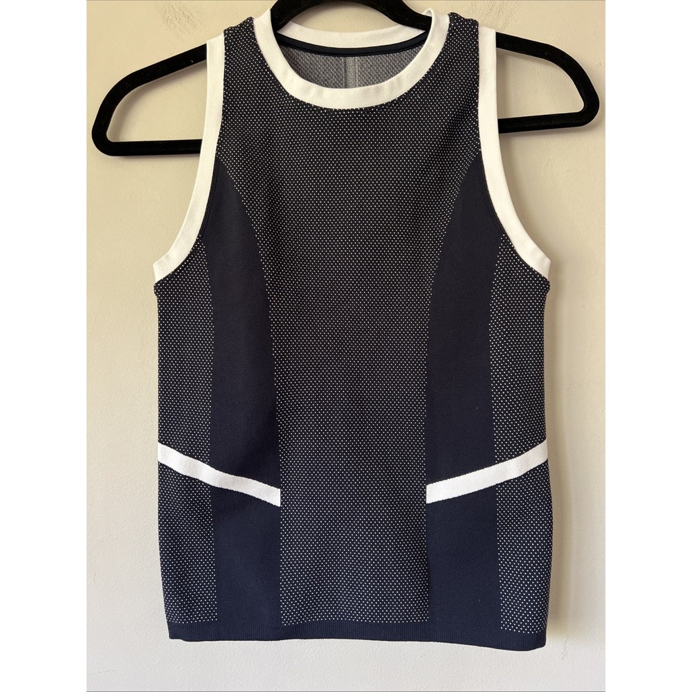 Sweaty Betty Size S Tank Women's Sleeveless Cropped Navy White Gym Top Tee